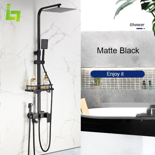 Matte Black Shower Faucet Set Rainfall High Quality Shower Mixer Tap Bathtub Shower Mixer Tap 4-way with Bidet Stainless Steel