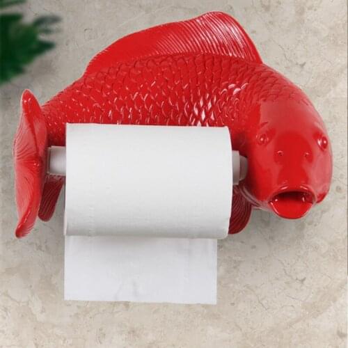 CUTE CARP WALL HANGING ANIMAL FISH STATUE TISSUE BOX ROLL PAPER HOLDER TOWEL RACK HOME DECORATION WALL ORNAMENTS R3139