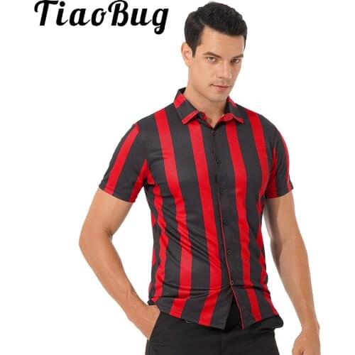 Men Business T-shirts Teenager Chic Casual Stripe Short Sleeve Button Down Shirt Blouse Top Office Work 2021 Summer Male Clothes