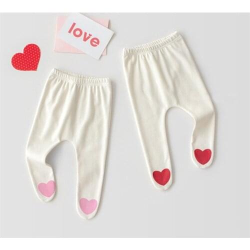 Soft breathable infant baby pantyhose fall cute heart design newborn baby girls stocking tights toddler clothes children trouser