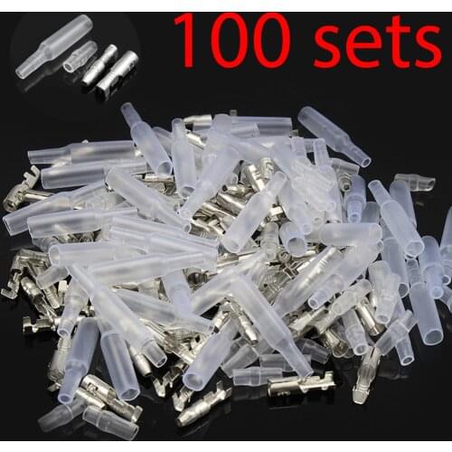 100 Sets x 4.0 bullet terminal car electrical wire connector diameter 4mm pin set 100sets=400pcs Female + Male + Case