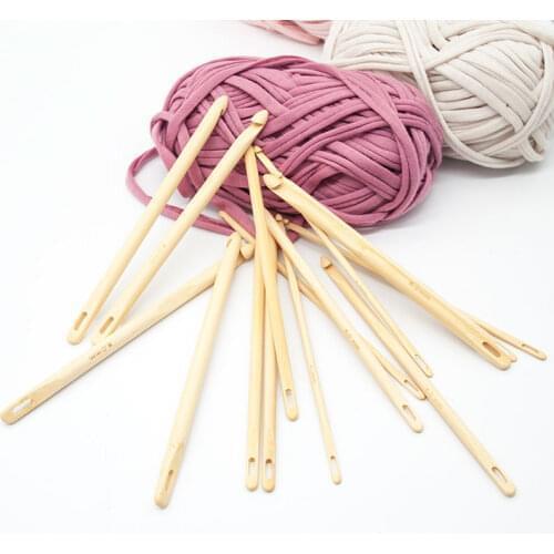 3Pcs/Set 4/6/8mm Afghan Tunisian Wooden Crochet Hook Set Knitting Needle Hand Knit Tool With Eye Knitting Needles Crochet Hook
