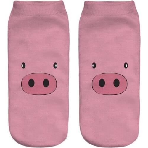 Pig socks New 3D Printed pink Animal funny cute cotton short ankle socks for women ladies harajuku korean socks wholesale