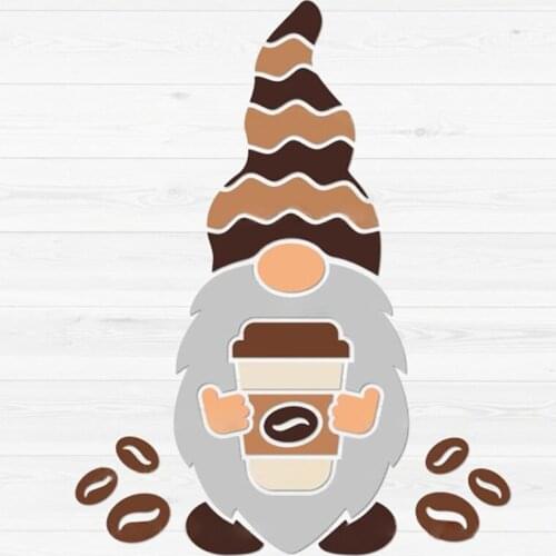 2021 New Coffee Gnome Metal Cutting Dies Stencil DIY Scrapbooking Album Paper Card Template Mold Embossing Craft Decoration