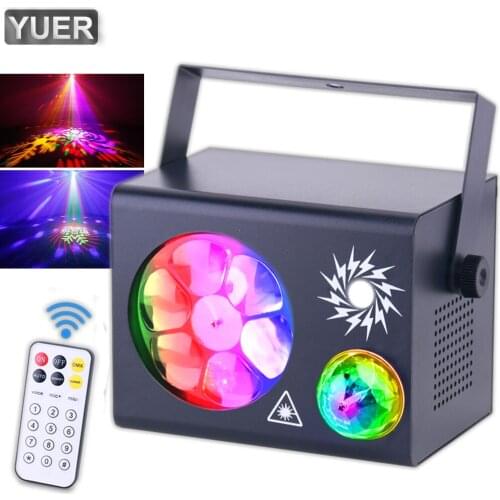 2021 New 4IN1 LED Gobo Magic Ball Strobe 16 Red Green Laser Patterns Projector DMX512 Stage Lighting Effect Disco DJ Party Light