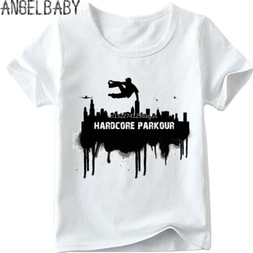 Boys and Girls Evolution Of Parkour Born To Jump Print T shirt Kids Summer White Tops Children Funny T-shirt,HKP2422