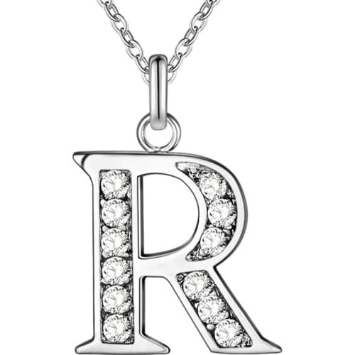 Letter R bling zircon silver plated Necklace New Sale silver necklaces & pendants /SILJYXAK VEYJPUKB