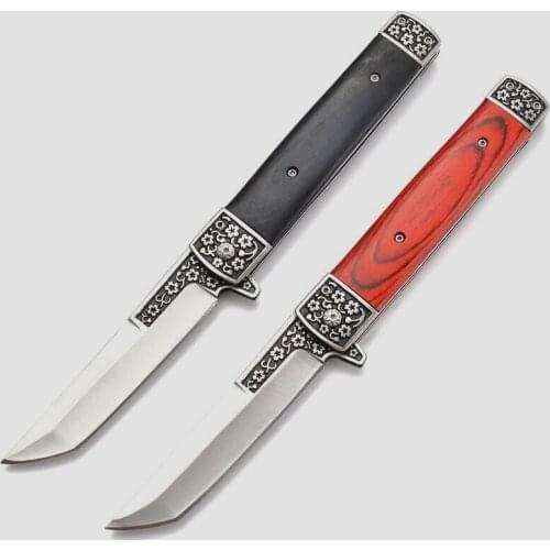 Pocket Folding Knife Survival Tactical Knife 440C Blade Wood Handle Camping Rescue Outdoor Hunting Knives EDC Tools