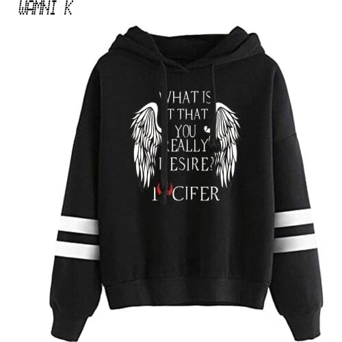 Women Men Lucifer Hoodie Lucifer Morningstar Sweatshirts Nice Outdoor Clothes Girl Hoodie Cotton Black Long Length Sweatshirts