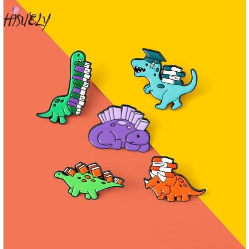 Creative Cartoon Doctor Dinosaur Brooch Cute Lapel Pin Dinosaur Doctor Brooch Fashion Cartoon Animal Book Brooch
