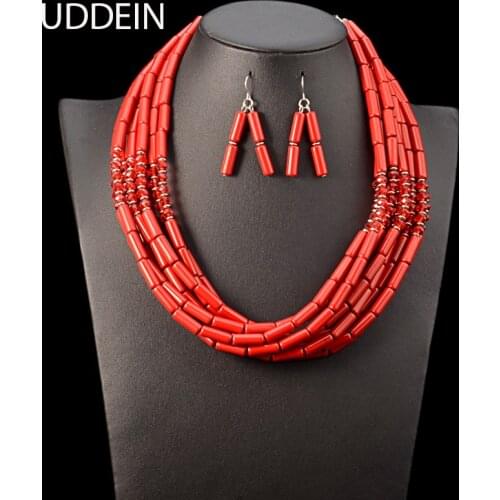 UDDEIN Nigerian Wedding Indian Jewelry Sets Statement Chokers Bib Beads Multi layer African Beads Jewelry Sets Necklace Women