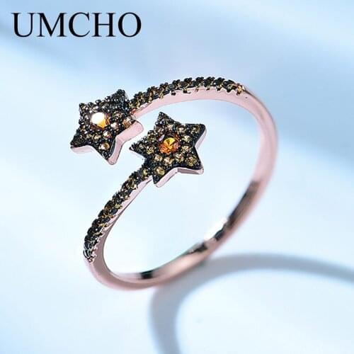 UMCHO 925 Sterling Silver Finger Rings Created Nano Gemstone Follow Adjustable Rings For Women Anniversary Gift Fine Jewelry