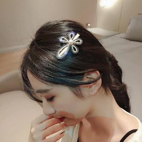 Fashion Beautiful Geometric Heart Bowknot Flower Hollow Out Shape Rhinestone Faux Pearl Hairpin Hair Clip Headwear Daily Wear