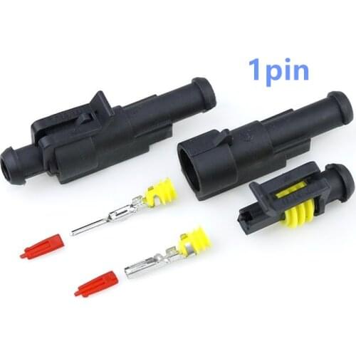 1 Set 1 Pin Female Male Way AMP Super Seal Waterproof Electrical Wire Connector Plug For Car
