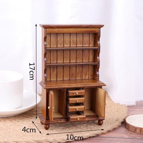 1Pcs 1:12 Dollhouse Cupboard Display Shelf Miniature Furniture Wine Cabinet DIY Toys Bookcase Display Shelf