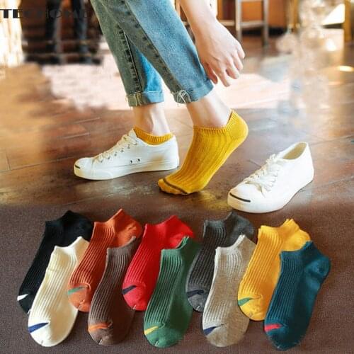 5Pairs Couple Print Socks Women Boat Socks Print Sports Socks Summer Sports Cotton Street Socks for Girls Japanese Style