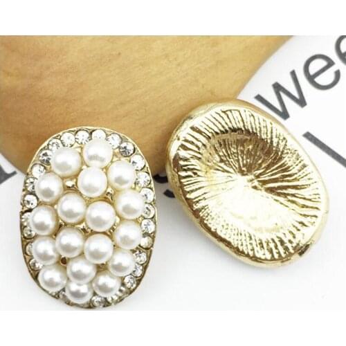 50pcs Oval Hairpin Decor Jewelry Charms Strass Crystal Pearl Rhinestone Button Buckle Wedding Brides Hair Clips Invitations