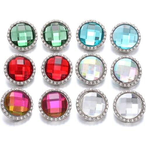 6pcs/lot New 18mm Snap Button Jewelry Colorful Rhinestone Round Snaps Jewelry Fit Snap Bracelet Necklace for Women DIY Jewelry