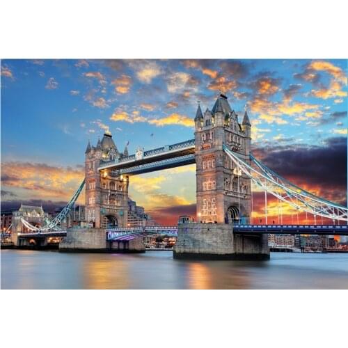 5D DIY Diamond Painting "Beautiful Building London Tower Bridge" Embroidery Cross Stitch Rhinestone Home Wall Decoration Art Gif