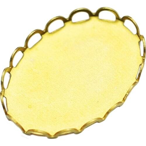 Beadsnice Brass 18x25mm Oval Metal Tray Base Setting for Pendant Diy Jewelry 19461