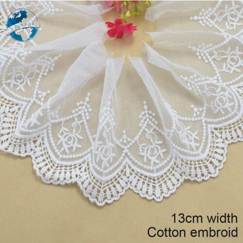 13cm white lace cotton embroidery lace french lace ribbon fabric guipure diy trims warp knitting sewing Accessories#3705