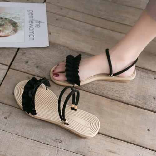 Sandals 2021new Womens Summer Fairy Style Ins Trendy Flat Shoes Student All-Match Flowers Two-Way Sandals gothic kawaii shoes