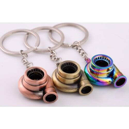 Creative Mini Turbo Turbocharger Keychain Spinning Turbine Key Chain Ring Keyring Keyfob Auto Stylish Accessories