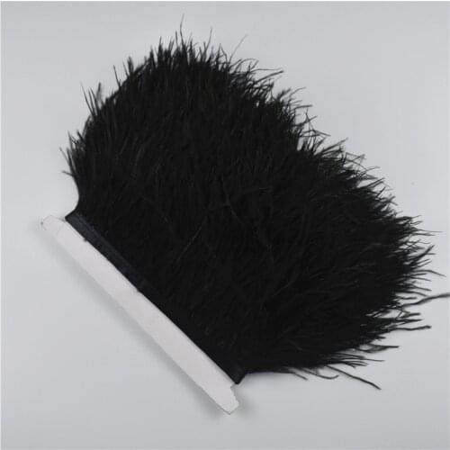 1M 5M 10Meter 8-10CM Black ostrich feather trims natural White ostrich feather For Craft ribbon fringe for skirt Party clothing
