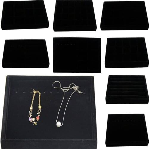 Black Velvet Drawer Jewlery Organizer Tray Display Necklace Earrings Showcase Multifunction Case