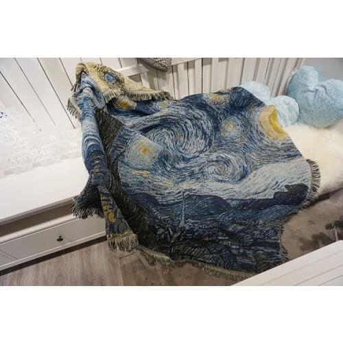 Van Gogh Starry Night Tapestry Decoration Blanket Sofa Blanket Cover Blanket Bed Blanket Blanket Knitting Plus Heavy Blanket