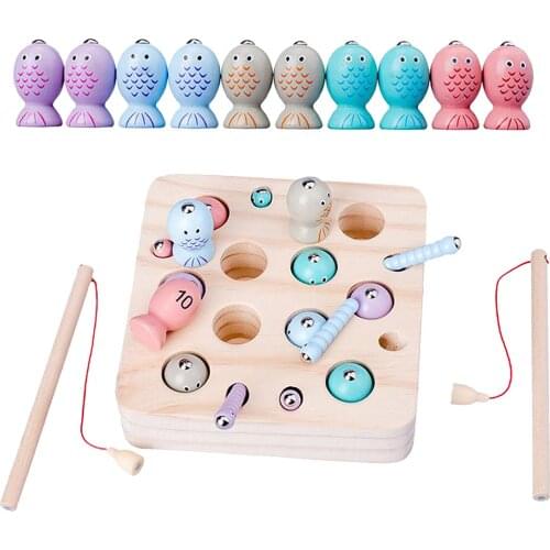 Wooden Montessori Toys Kids Early Learning Educational Toys Magnetic Fishing Game Teaching Aids Toy For Children Gift