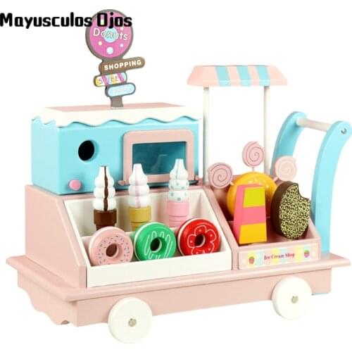 Childrens Simulation Of Each House Wooden Toy Ice Cream Cone Machine Car Boy And Girl Birthday Gift