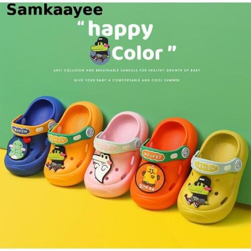 0-6y Kids Mules Clogs Summer Boys Girls Sandals Cartoon Letter Toddler Beach Slippers Children Cute Flat Heel Garden Shoes 15