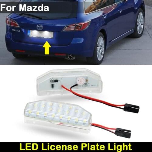 For Mazda 6 GH 2007-2012 RX-8 2004-2012 white LED Car Rear license plate light number plate lamp