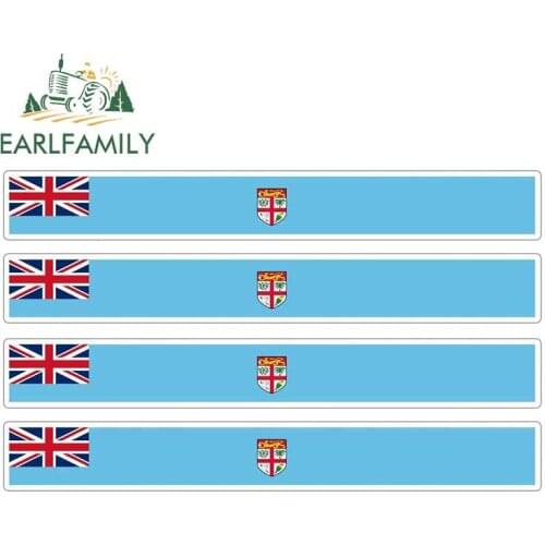 EARLFAMILY 13cm x 1.7cm 4pcs Car Stripe Motorcycle Racing Flag Sticker Skateboard Bumper Decal Bike Moto Tuning Fiji Car Sticker