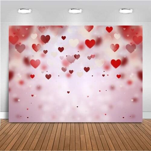 Mehofoto Valentine Backdrop for Photography Heart Red Wall Bokeh Photo Background Birthday Party Decoration Banner Props 246