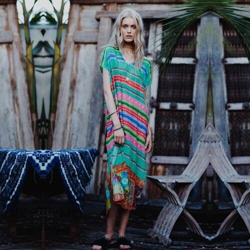 Cotton Beach Cover Dress Long Print Beach Tunic Pareo Women Beach kaftan Sarong Beach wrap Swim dress Bikini cover up #Q592