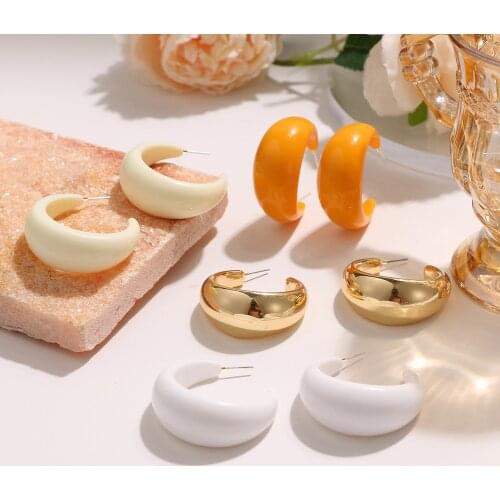 KISS WIFE Vintage Exaggerated Colorful Resin Hoop Earrings For Women Acrylic Dangle Earrings 2021 Trend Fashion Jewelry Gifts