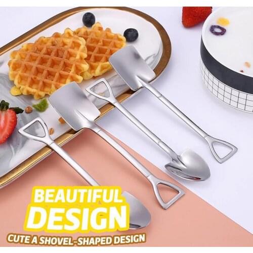 Coffee Spoon Cutlery Set 3Pcs Stainless Steel Retro Iron Shovel Ice Cream Spoon Scoop Creative Spoon Dessert tea-spoon Tableware