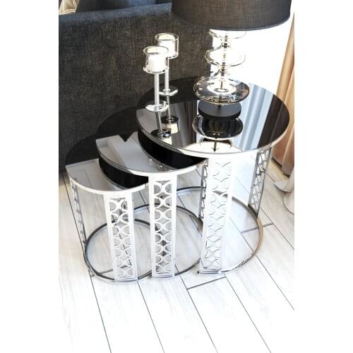 Smoked Mirror Laser Cut Silver Zigon Coffee Table wohnzimmertisch طاولة غرفة معيشة столик из стекла