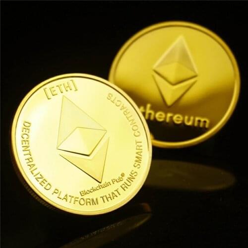 Ethereum Coin Replica Art Collection Gift Physical Metal Antique Imitation Non-currency Coins Collectibles Gold Silver Plated