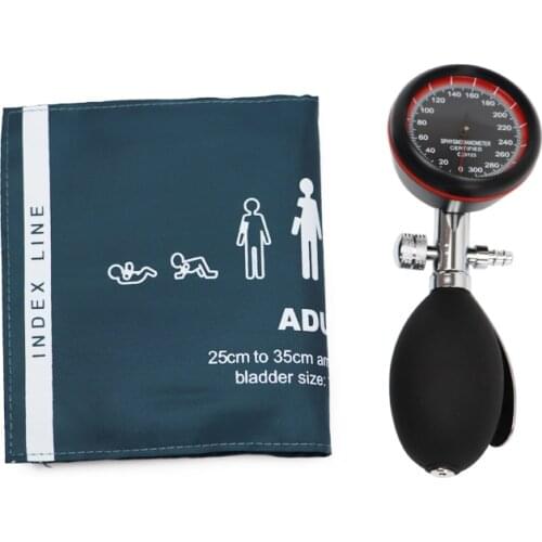 Green Medical Blood Pressure Monitor BP Adult Upper Cuff Tonometer Arm Aneroid Sphygmomanometer with Manual Pressure Gauge Meter