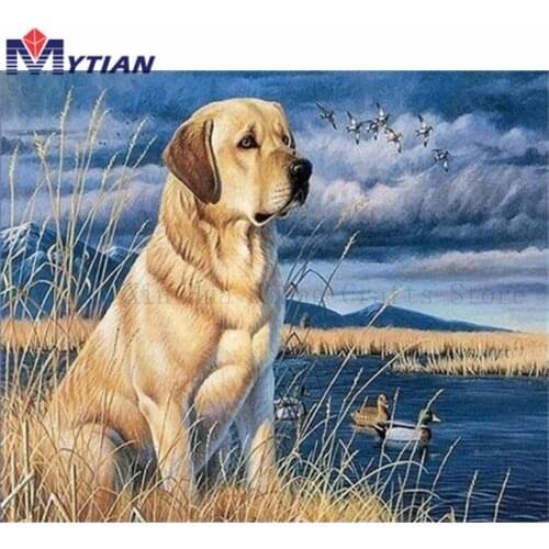 Labrador Retriever,Beach,Dog,Ducks DIY Diamond Painting Art Kit Full Square Round Drills Animals Mosaic Paint Diamond Embroidery