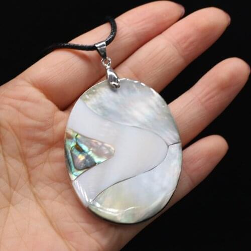 Natural Shell Necklace With Egg-Shaped Pendant Leather Cord 2MM Charms For Elegant Women Love Romantic Gift