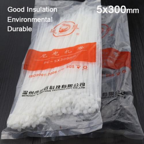 250PCS 5X250/300 White Black Milk Cable Wire Zip Ties Self Locking Nylon Cable Tie