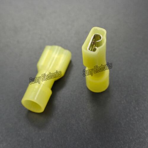 50pcs 12-10AWG 1/4" Female Fully Insulated Wire Crimp Terminal Nylon Quick Connectors Wiring Spade