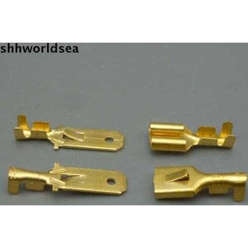 Shhworldsea 6.3mm Auto Car Crimp Splice wire Terminal 100pcs Male Spade Connector +100pcs Female Spade Connector Free shipping