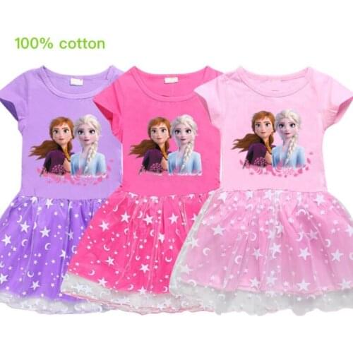 Girls Princess Dress Kids Teen Cartoon Frozen Anna Elsa Olaf Print Children Vestidos Girls Tutu Dresses Summer Christmas Costume