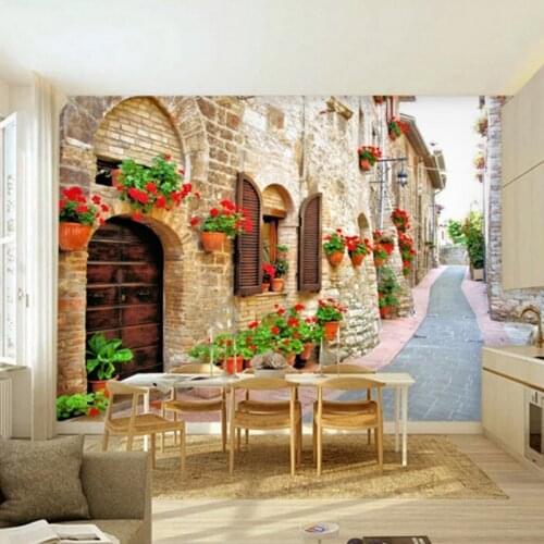 Beibehang Custom Wall paper European Street Casual Restaurant Background photo mural 3d wallpaper City 3d landscape wallpaper