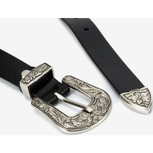 3parts/set 26mm Retro carved Antique Nickel Belt Buckle DIY accessories leather craft for womens Mens Jeans Cowboy Style